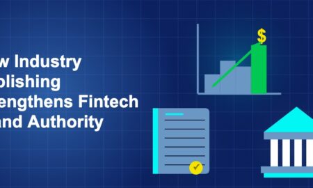 Dark blue illustration with iRevenue and iLedger and iBanking icons in triangle composition