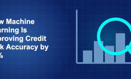 Dark blue fintech illustration with icons in solo composition