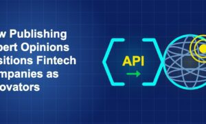 Dark blue fintech illustration with + icons in side-by-side composition