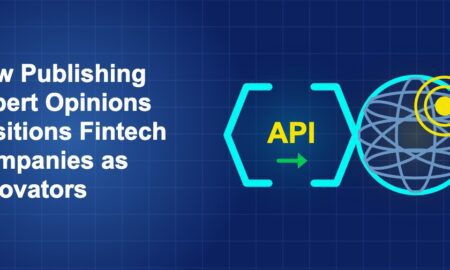 Dark blue fintech illustration with + icons in side-by-side composition