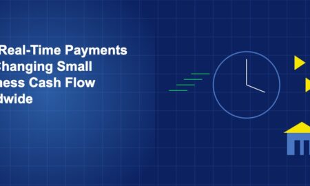 Clock with speed lines and flowing golden arrows pointing toward a small shop building