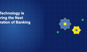 Interlocking gears with indicator lights representing the technology mechanics powering next-generation banking