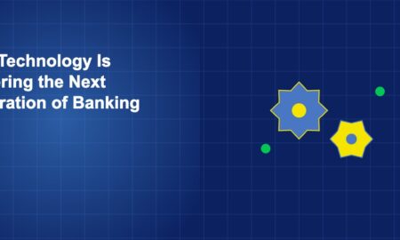 Interlocking gears with indicator lights representing the technology mechanics powering next-generation banking