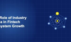 Illustration of network concept with geometric shapes on dark blue background