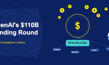 Dollar vault with $110 billion badge, investor connections and money coins on dark navy background