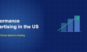 Three blue bar chart columns with a green diagonal ROI arrow rising across them