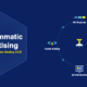 Infographic showing programmatic advertising with bid requests, supply path optimisation, ad impressions, and header bidding flowing around a central auction gavel