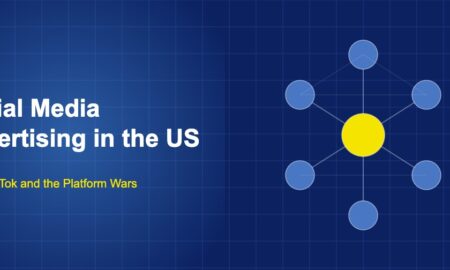 Yellow central node connected by white lines to six blue satellite nodes forming a social network graph