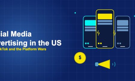 Three smartphones side by side with lightning bolts and megaphone