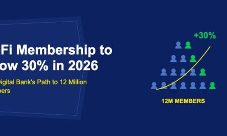 Growing rows of people icons with golden growth curve and 30 percent increase label on dark blue background