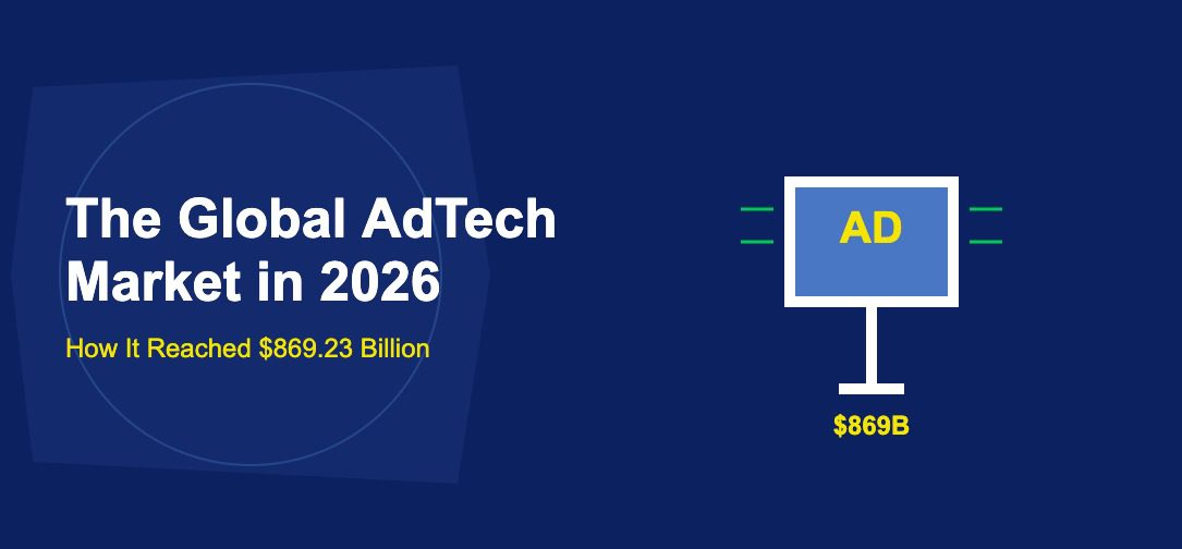 Giant white advertising billboard with blue ad display and radiating green signal lines on dark blue background