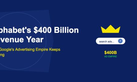 White search bar with magnifying glass topped by golden crown symbol on dark blue background