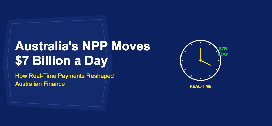 White clock face with golden hands and seven billion per day real-time label on dark blue background