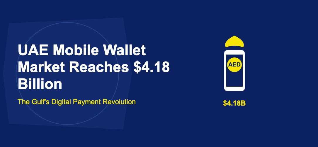 White smartphone with golden AED wallet badge and ornamental dome accent on dark blue background