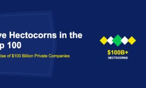 Five sparkling diamond shapes in gold white and green representing hectocorns on dark blue background