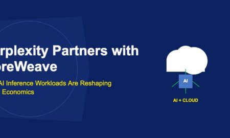 White cloud shape with blue AI chip inside connected by green circuit lines on dark blue background