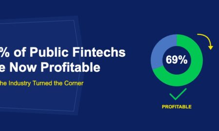 Green and blue donut pie chart showing 69 percent with checkmark and turning corner arrow on dark blue background