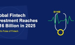 Medical stethoscope with green heartbeat pulse line and golden chest piece on dark blue background