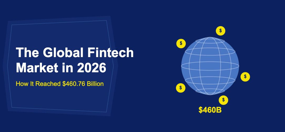 Blue globe with latitude lines and orbiting golden dollar signs on dark blue background