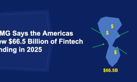 Blue Americas continent silhouette with golden dollar signs and green money flow arrows on dark blue background