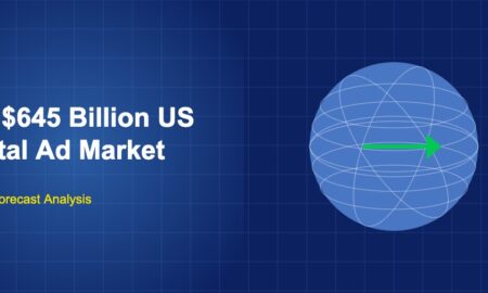 Blue globe with latitude and longitude grid lines and a green forward-pointing arrow across the centre