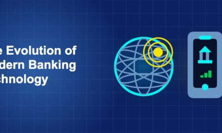 Dark blue fintech illustration with + icons in side-by-side composition