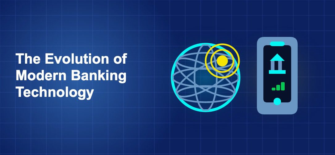 Dark blue fintech illustration with + icons in side-by-side composition