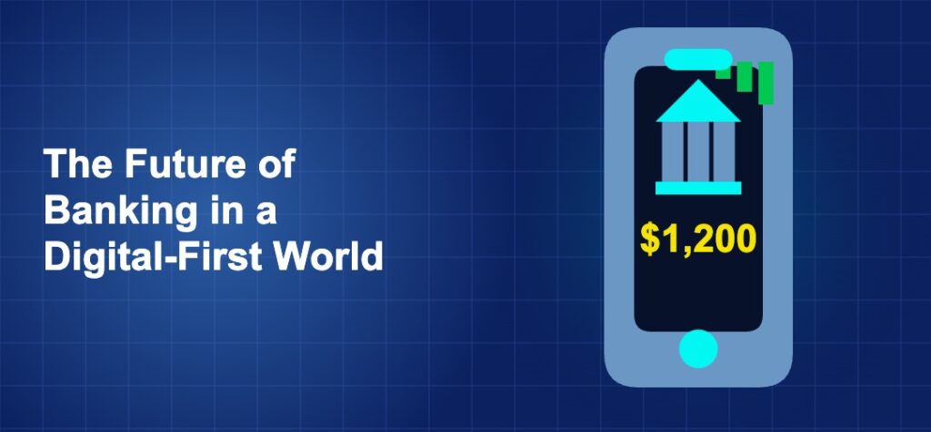 Dark blue fintech illustration with icons in solo composition