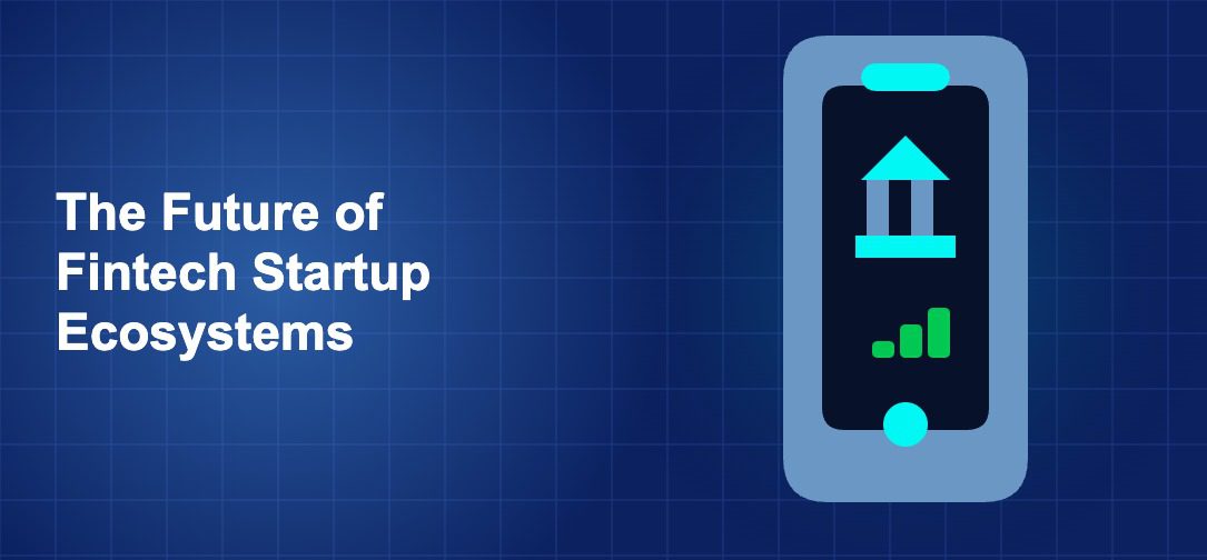 Dark blue fintech illustration with icons in solo composition