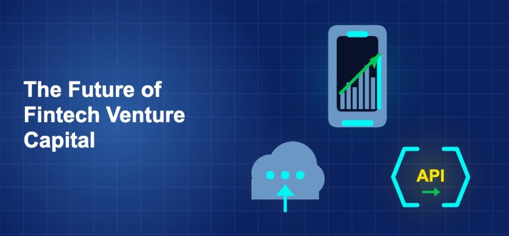 Dark blue fintech illustration with ++ icons in triangle composition