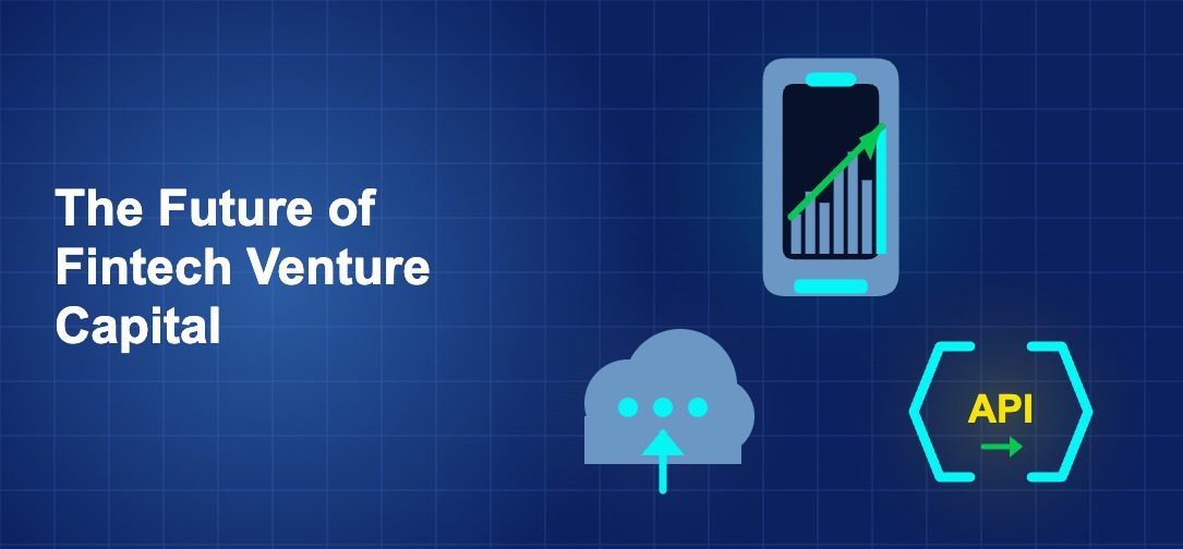 Dark blue fintech illustration with ++ icons in triangle composition