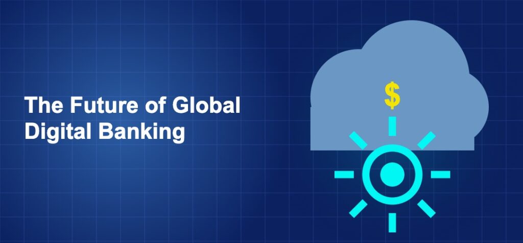 Dark blue fintech illustration with icons in solo composition