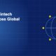 Globe with radiating connection lines to orbital dots representing fintech innovation spreading across global markets