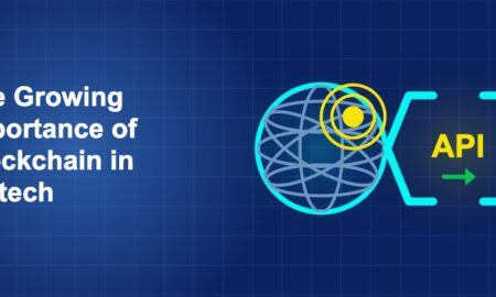 Dark blue fintech illustration with + icons in side-by-side composition