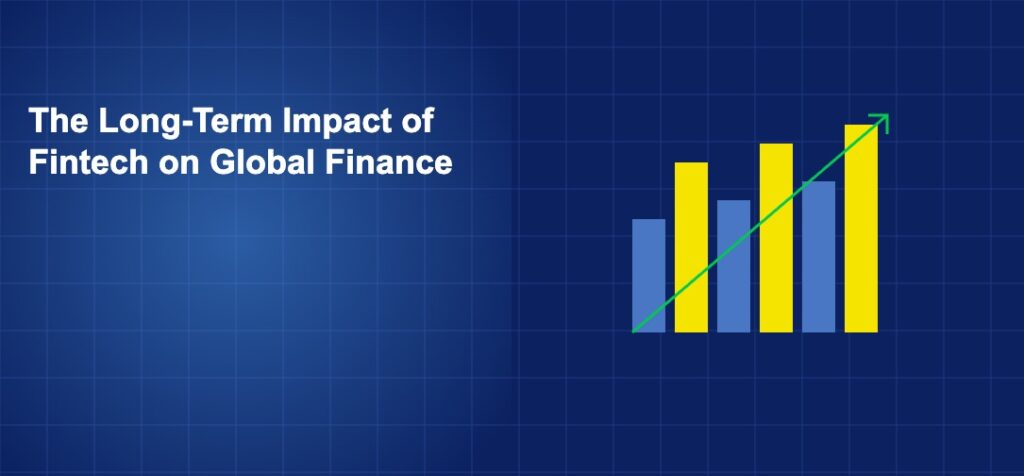 Bar chart with ascending trend line representing long-term fintech revenue growth projections