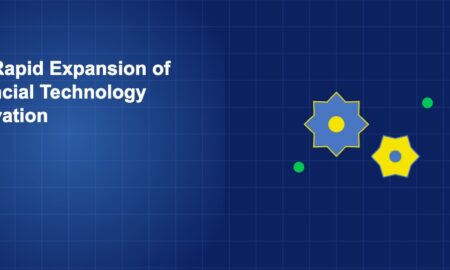 Interlocking gears with connecting dots representing the mechanics of financial technology innovation
