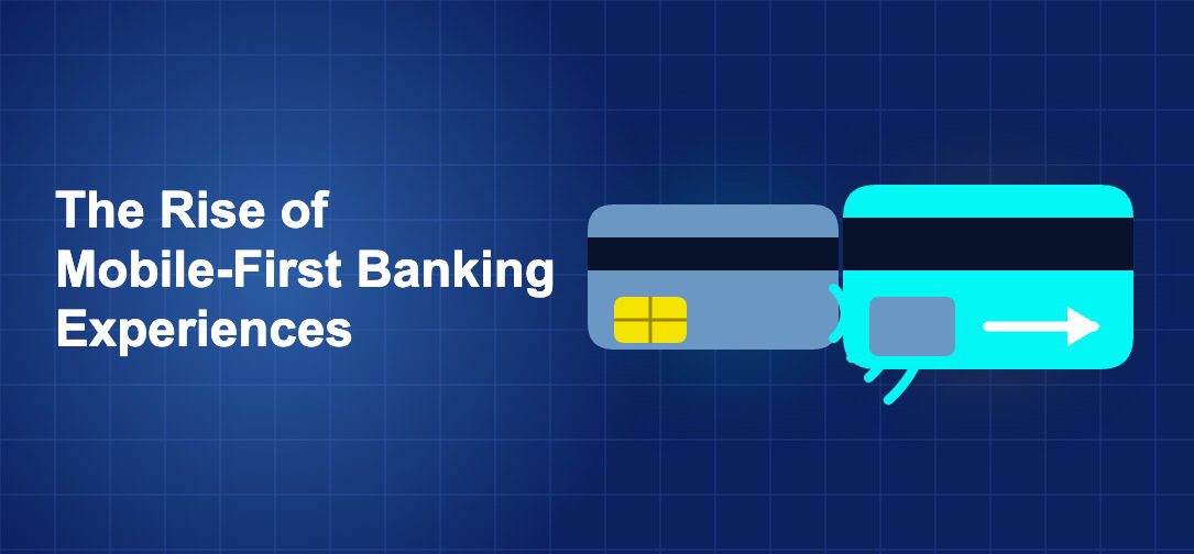 Dark blue fintech illustration with + icons in side-by-side composition