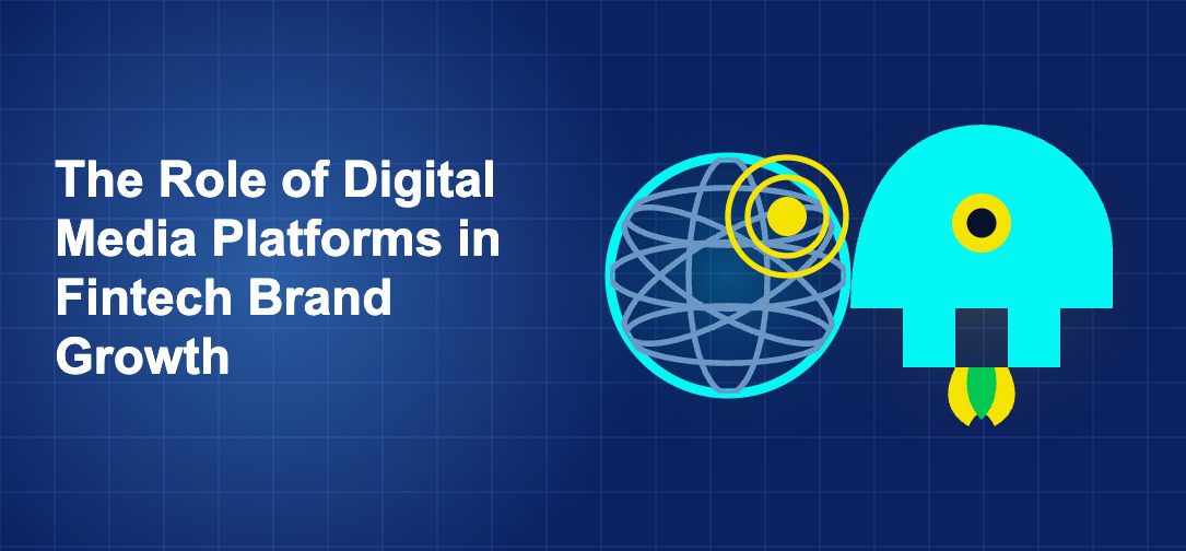 Dark blue fintech illustration with + icons in side-by-side composition