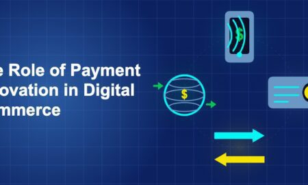 Dark blue illustration showing icon, icon, icon, icon in circular composition