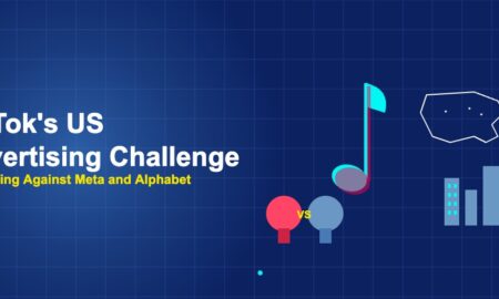 TikTok music note with US map boxing gloves and tech buildings