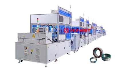 Robot Motor Assembly Line Works in Modern Manufacturing