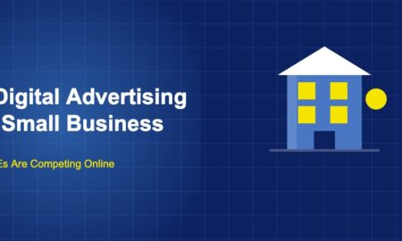 Blue building facade with a triangular white roof, yellow windows, and a small yellow coin accent