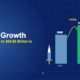 Two comparison bars with growth arrow rocket and coins