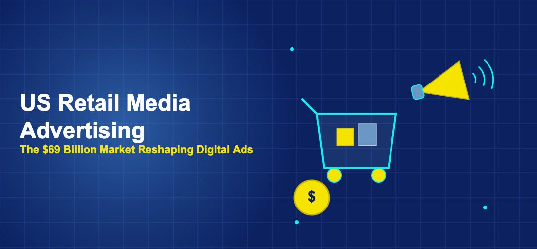 Shopping cart with product boxes and megaphone with sound waves