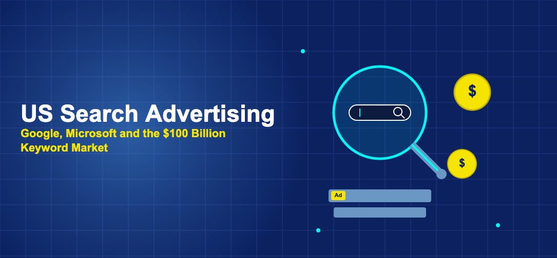 Large magnifying glass with search bar and gold dollar coins