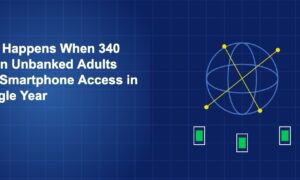 Globe with connection lines to smartphone icons representing global mobile connectivity