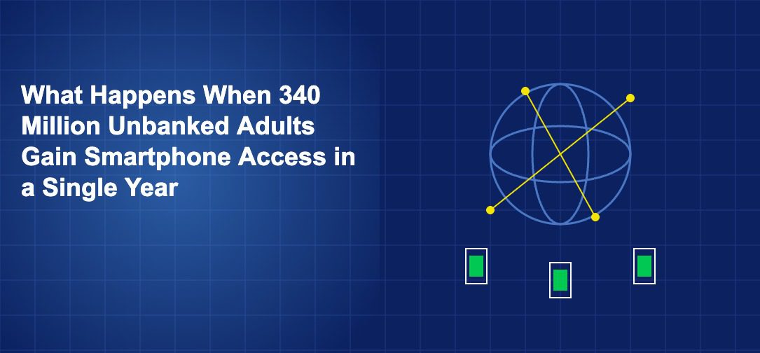 Globe with connection lines to smartphone icons representing global mobile connectivity