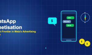 Phone with WhatsApp chat bubbles compass and coins