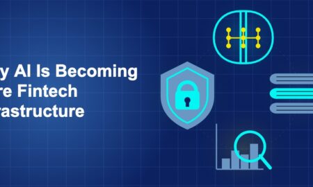 Dark blue illustration showing icon, icon, icon, icon in circular composition