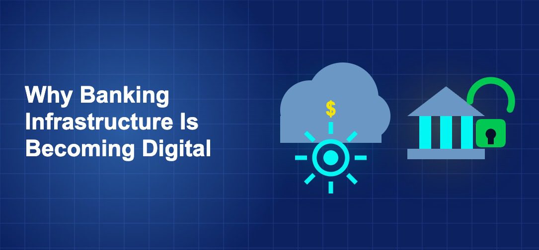 Dark blue fintech illustration with + icons in side-by-side composition